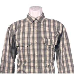 Simms Fishing Products Mens Medium Grey Plaid Long Sleeve Fishing Shirt
